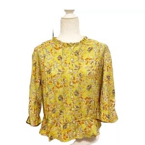 Sam Edelman Scarlette Apple Green Folk Garden NWT Large Blouse